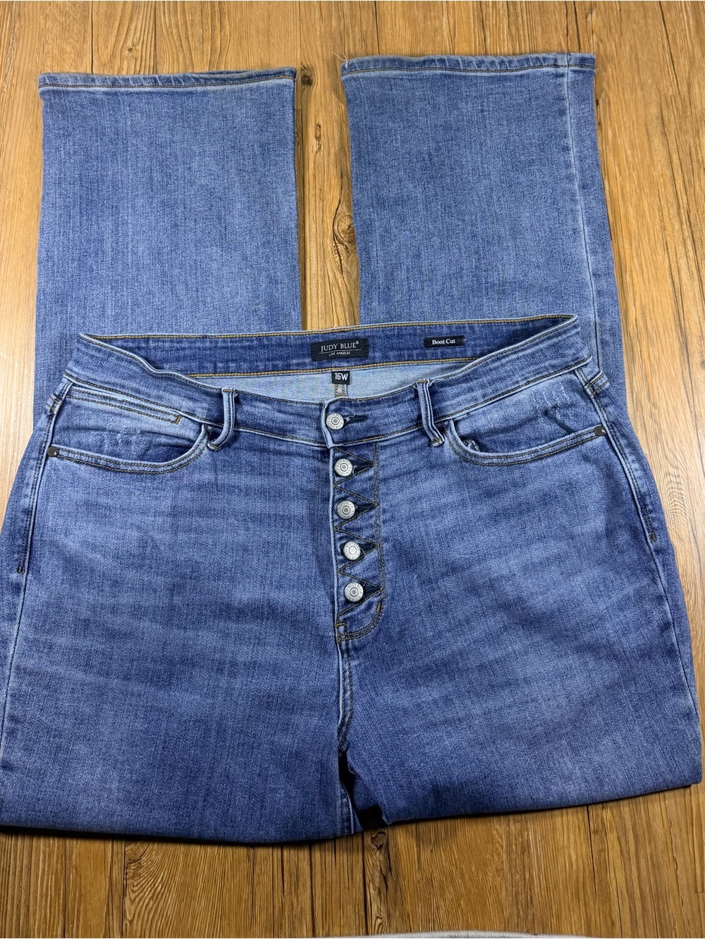 Judy Blue Womens 16W Bootcut Jeans Button Fly Stretch Western Cowgirl Denim